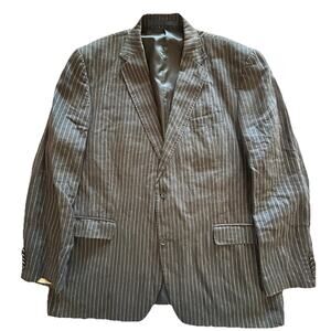 Mark & Spencer Collezione Italian Linen Blazer Navy Pinstripe Nova Fides Medium